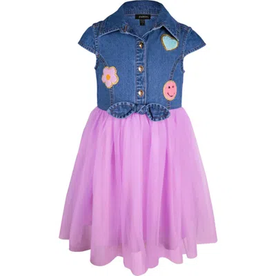 Zunie Kids' Cap Sleeve Mesh Tutu Dress In Blue