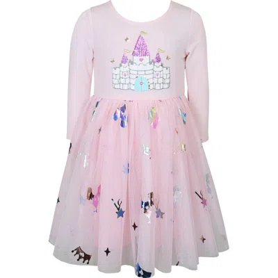 Zunie Kids' Castle Sequin Dress In Pink