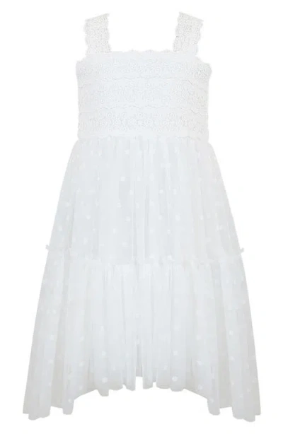 Zunie Kids' Clip Dot Chiffon High-low Dress In Gray