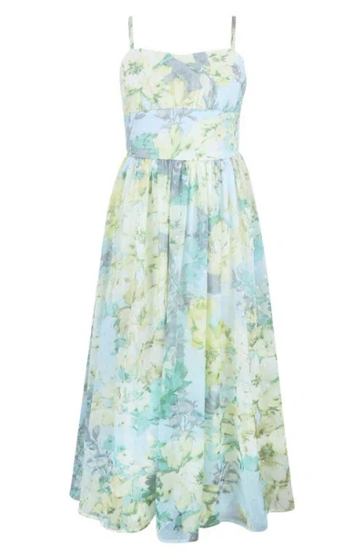 Zunie Kids' Clip Dot Chiffon Maxi Dress In Blue