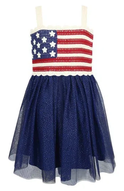 Zunie Kids' Crochet Flag Dress In Multi