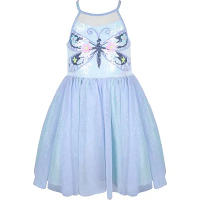Zunie Kids' Dragonfly Sequin Party Dress In Blue