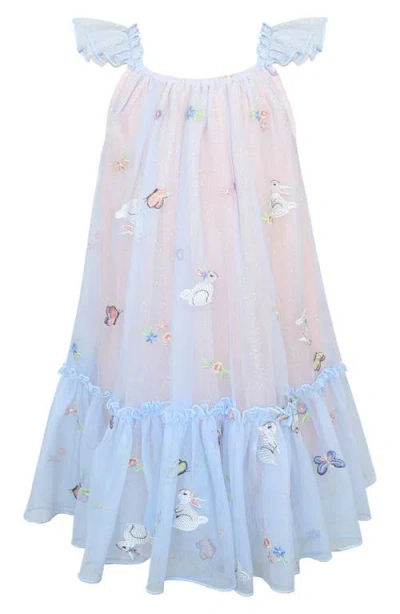 Zunie Kids' Embroidered Bunny Dress In Multi