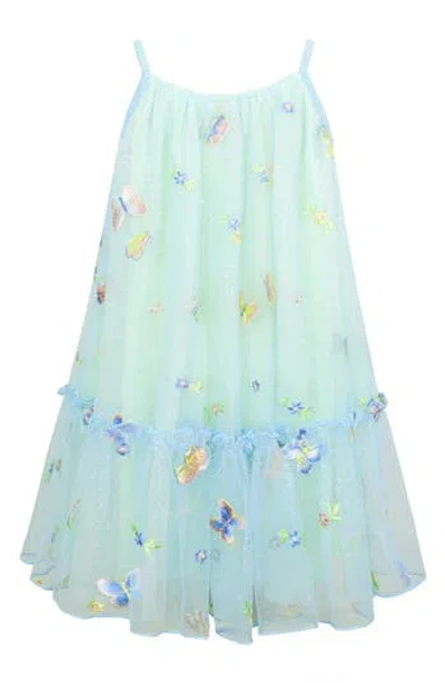 Zunie Kids' Embroidered Butterfly Tulle Dress In Blue
