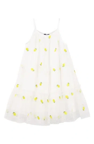 Zunie Kids' Embroidered Lemon Sleeveless Dress In White