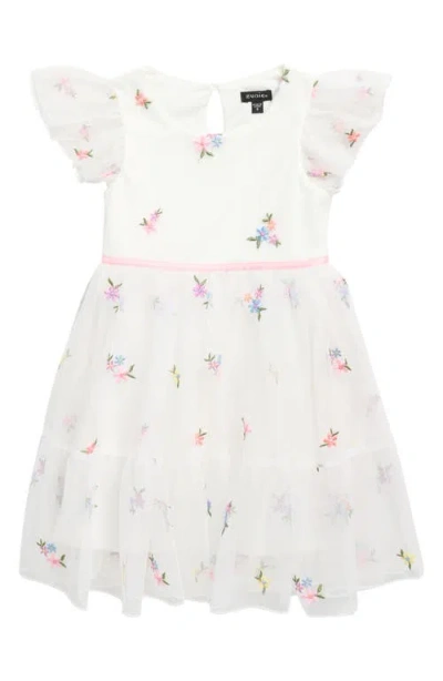 Zunie Kids' Embroidered Mesh Party Dress In White