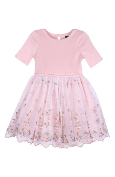 Zunie Kids' Embroidered Skirt Party Dress In Blush