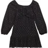 Zunie Kids' Emma Long Sleeve Metallic Clip Dot Dress In Black/gold