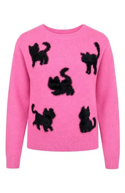 Zunie Kids' Eyelash Cat Sweater In Pink