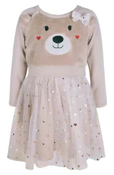 Zunie Kids' Faux Fur Teddy Bear Tutu Dress In Brown