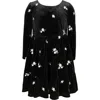 Zunie Kids' Floral Embroidered Long Sleeve Velvet Dress In Black