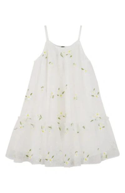 Zunie Kids' Floral Embroidery Dress In White