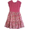 Zunie Kids' Floral Flounce Skirt Dress In Pink