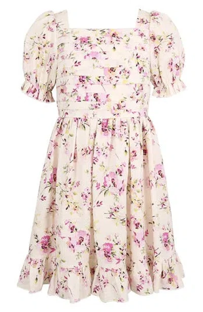 Zunie Kids' Floral Pintuck Dress In Multi