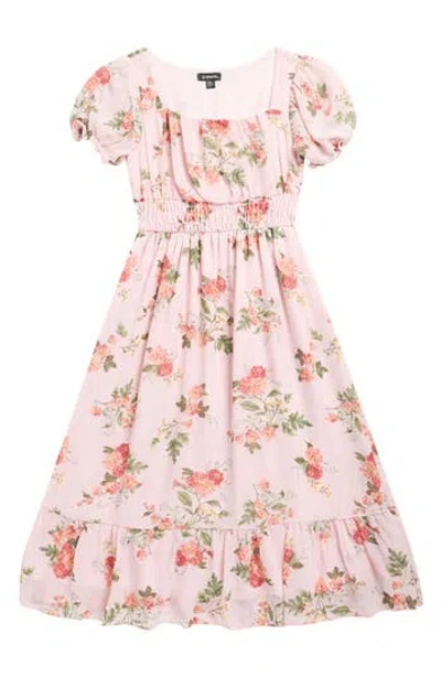 Zunie Kids' Floral Puff Sleeve Dress In Multi