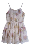 Zunie Kids' Floral Smocked Bodice Romper In Ivory