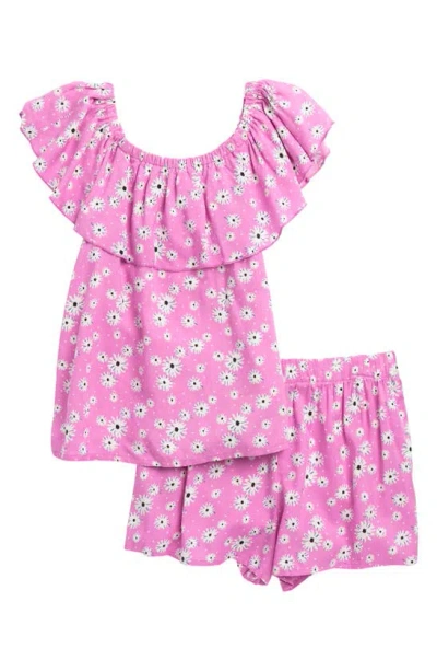 Zunie Kids' Floral Top & Shorts Set In Lilac Floral