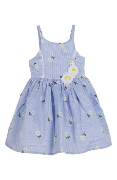 Zunie Kids' Flower Sleeveless Dress In Blue Daisy