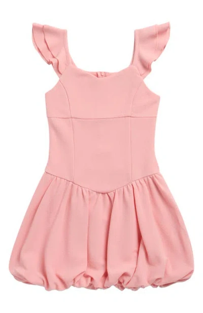 Zunie Kids' Flutter Sleeve Bubble Hem Party Dress In Pink