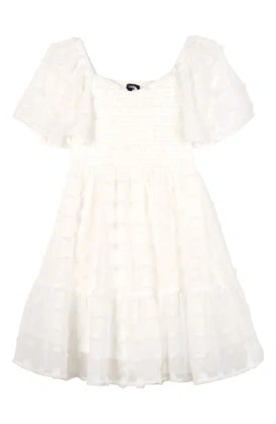 Zunie Kids' Flutter Sleeve Chiffon Babydoll Dress In White