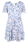 Zunie Kids' Flutter Sleeve Faux Wrap Party Dress