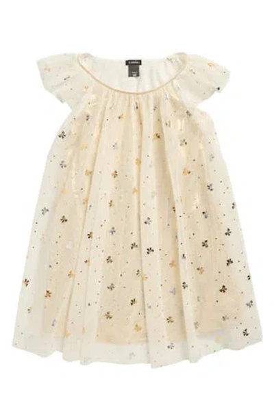 Zunie Kids' Foil Flutter Sleeve Dress In Brown