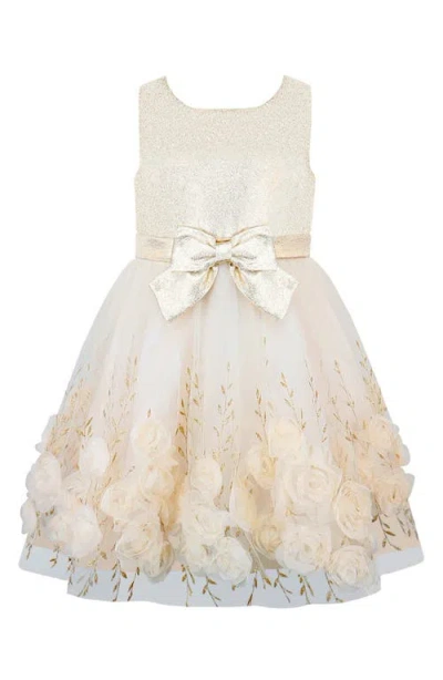 Zunie Kids' Foil Print Sleeveless Soutache Party Dress In Gray