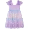 Zunie Kids' Foiled Star Mesh Dress In Orchid Multi