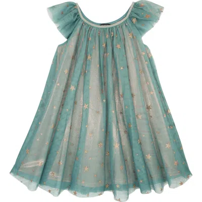 Zunie Kids' Glitter Star Float Dress In Green
