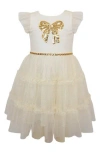 Zunie Kids' Glitter Tiered Skirt Dress In Neutral