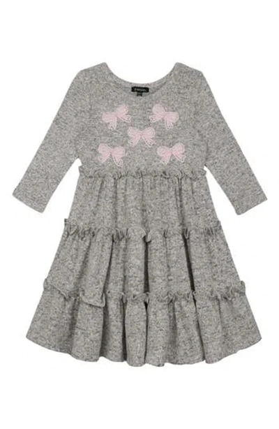 Zunie Kids' Hacci Long Sleeve Dress In Gray