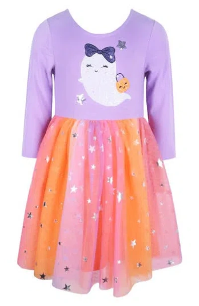 Zunie Kids' Halloween Ghost Sequin Tutu Dress In Multi