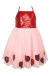 Zunie Kids' Heart Sequin Party Dress In Pink