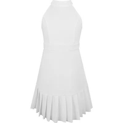 Zunie Kids' High Neck Pleated Dress In White