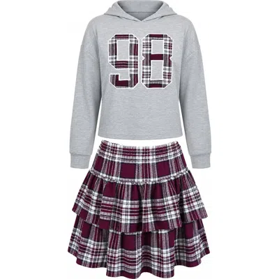 Zunie Kids' Hoodie & Skort Set In Blue