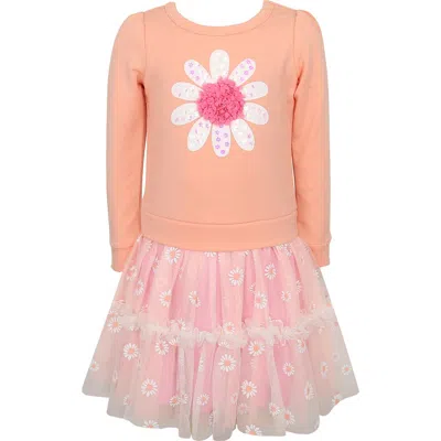 Zunie Kids' Long Sleeve Flower Tutu Dress In Orange