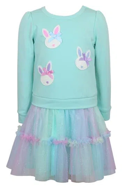 Zunie Kids' Long Sleeve Sequin Tutu Dress In Green