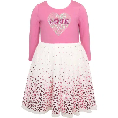 Zunie Kids' Love Sequin Tutu Dress In Pink