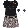 Zunie Kids' Marsha Cat Dress With Headband In Black