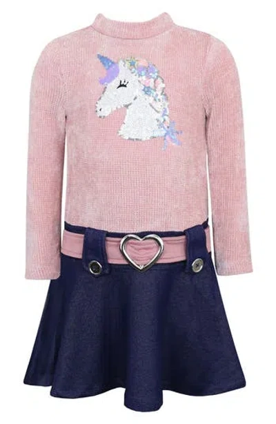 Zunie Kids' Marsha Mixed Media Dress In Multi