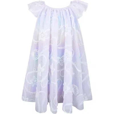 Zunie Kids' Mermaid Float Sequin Soutache Party Dress In Purple