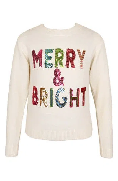 Zunie Kids' Merry & Bright Sequin Sweater In White