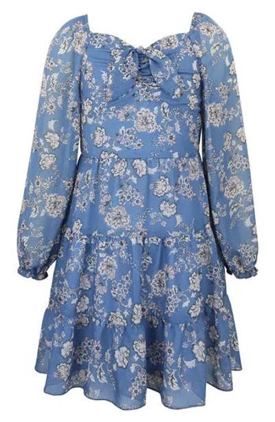 Zunie Kids' Mesh Print Dress In Blue