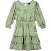 Zunie Kids' Metallic Double Ruffle Party Dress In Pistachio