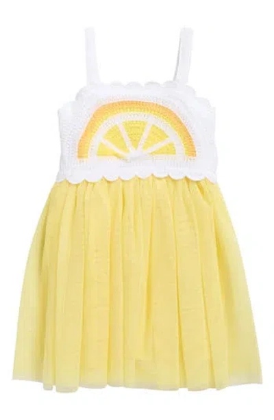 Zunie Kids' Mixed Media Dress In Yellow