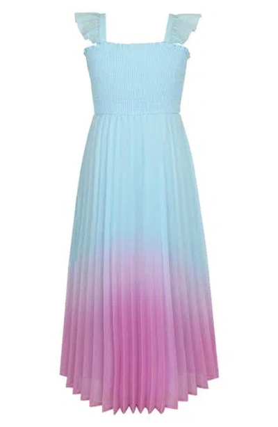 Zunie Kids' Ombré Pleated Maxi Dress In Multi