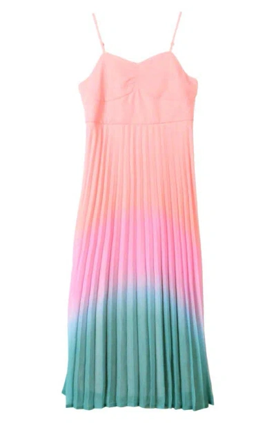 Zunie Kids' Pleated Chiffon Dress In Coral/ Orchid