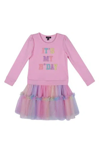 Zunie Kids' Puff Sleeve Tutu Dress In Pink/multi