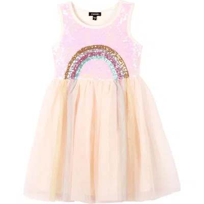 Zunie Kids' Rainbow Tutu Dress In Champagne/pink Multi
