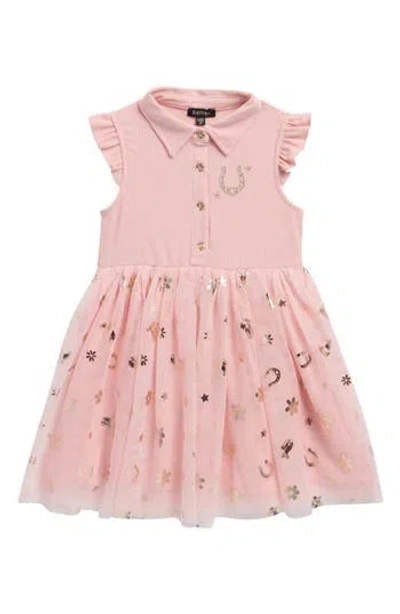 Zunie Kids' Rib Polo Tutu Dress In Pink
